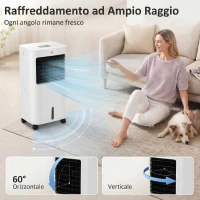 HOMCOM Raffrescatore Evaporativo e Ventilatore con Ghiaccio 3 in 1 a 3 Velocità con Timer, 32x37x74 cm, Bianco(m-18)