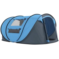 Outsunny Cort de Camping Pop Up pentru 2 Persoane cu 2 Uși, 4 Ferestre și Înveliș Impermeabil, 263.5x220x123 cm, Verde(m-1)