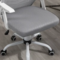 Vinsetto Silla de Oficina Ergonómica Silla de Malla con Altura Ajustable Reposabrazos Abatible Soporte Lumbar Transpirable 62,5x55x94-104 cm Gris(m-11)