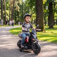 AIYAPLAY Elektryczny motocykl dziecięcy APRILIA 6 V z akumulatorem litowym 25 W silnik ograniczenie skrętu 30° odłączane kółka pomocnicze(m-2)