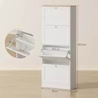 HOMCOM Modern Compact Four-Drawer Shoe Storage Cabinet - White(m-3)
