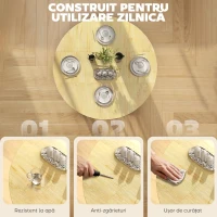 HOMCOM Masă Pliabilă pentru Dining, Masă de Bucătărie cu Roți pentru 2-4 Persoane, 100x100x75 cm, Stejar(m-6)