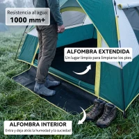 Outsunny Tienda Camping Plegable con 1 Puerta 3 Ventanas Bolsa de Transporte y Apertura Automática 205x195x135 cm Verde(m-6)