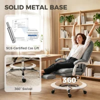 HOMCOM Ergonomic Executive Office Chair, Reclining Desk Chair with Lumbar Support, Footrest, Plush Thick Cushion, Grey(m-8)