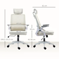 Vinsetto Silla de Oficina de Malla Silla de Escritorio con Altura Ajustable Reposacabezas Regulable y Reposabrazos Beige(m-3)