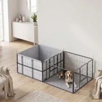 PawHut Seven-Panel Dog Whelping Box, Dog Playpen with Washable Whelping Pads, Wind-Resistant Fabric, for Small and Medium Dogs(m-8)