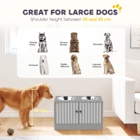 PawHut Gamelle Chien Surélevée Meuble d'Alimentation Rangement 40L 2 Bols Inox 2L 1 Gamelle Anti-Glouton 60x30x35,5cm Gris(m-9)