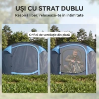 Outsunny Cort de Camping Pop Up pentru 2 Persoane cu 2 Uși, 4 Ferestre și Înveliș Impermeabil, 263.5x220x123 cm, Verde(m-6)