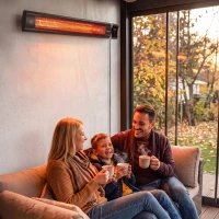 Outsunny Calefactor por Infrarrojos Terraza 3000 W IP65 9 Niveles Calor Temporizador 24 H Control Táctil/Remoto Pantalla LED(m-8)