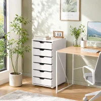 Vinsetto Schedario da Ufficio con 7 Cassetti, Ruote a Freno, Cassettiera Scrivania per Lettera/Formato A4/Legale, Bianco(m-9)