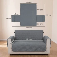 PawHut Waterproof Sofa Cover 2 Seater, Soft Couch Cover for Dogs Cats Pets, Non Slip Sofa Slipcoevr with Elastic Straps(m-3)