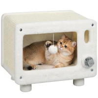 PawHut Kattenhuis in tv-design met hangmat en speelbal, sisal krabmat, voor katten tot 7 kg, 50 x 33 x 42 cm(m-15)