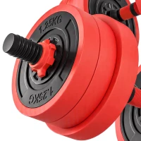SPORTNOW Kit haltères musculation, haltères réglables 4 en 1, 20 kg, avec disques et barres, équipement de gym à domicile, rouge(m-15)
