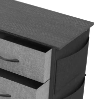 HOMCOM Chest of Drawers, Dresser with 10 Fabric Drawers, Tall Storage Unit with 4 Pockets and 2 Hooks Steel Frame, Grey(m-13)