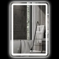 HOMCOM Espejo de Baño con Luces LED 70x100 cm 3 Colores de Luz Brillo Regulable Función Antivaho Función de Memoria IP44(m-11)