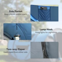 Outsunny 3 Person Pop-up Camping Tent, Family Dome Tent with Ground Sheet, 4 Windows and Portable Carry Bag for Beach Outdoor Trip, Sky Blue(m-7)