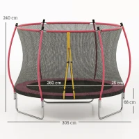 SPORTNOW 10ft Outdoor Trampoline with Enclosure Net, Spring Cover, Pink(m-3)