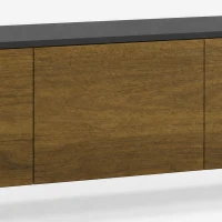 HOMCOM Meuble TV Suspendu ou sur Pied 160 cm pour Téléviseur 65 Pouces, Porte à fermeture, Passe-câbles, Noyer(m-8)