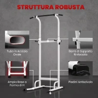 SPORTNOW Stazione Fitness con Barre per Dip e Trazioni, Altezza Regolabile 176.5-227 cm e Capacità 120 kg, Bianco(m-6)
