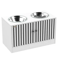 PawHut Gamelles surélevées pour chien, meuble repas avec rangement 10,6 gal, 2 gamelles inox 2,1 qt, anti-glouton, antidérapant(m-1)