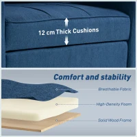 HOMCOM 3-in-1 Single Sofa Bed, Convertible Sleeper Chair Bed - Dark Blue(m-7)
