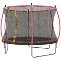 SPORTNOW 10ft Outdoor Trampoline with Enclosure Net, Spring Cover, Pink(m-12)