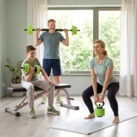 SPORTNOW Set de Greutăți 4 în 1 de 20 kg, convertibil în kettlebell, 2 gantere, bară și suport pentru flotări, verde(m-8)