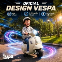 AIYAPLAY Motocicletă electrică copii 1.5-3 ani, mini Vespa GTS, roți ajutătoare, 2.5km/h, 66.5 x 38 x 52cm, alb crem(m-4)