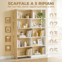 HOMCOM Libreria Angolare a 5 Ripiani dal Design Modulabile e Salvaspazio, in Legno, 67x67x163.7 cm, Multicolore(m-6)