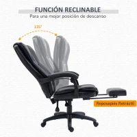 Vinsetto Silla de Masaje Reclinable con Altura Ajustable Reposapiés Retráctil y Control Remoto 68,5x68,5x113-121 cm Negro(m-6)