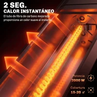 Outsunny Calefactor Infrarrojos Terraza 2000 W con Funda IP65 Control por App/Táctil/Mando 9 Niveles de Calor y Temporizador(m-4)