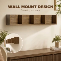 HOMCOM Wall Mount 84 CD / 56 DVD/Blu-ray/ Media Storage Rack 4 Cubes Wooden Shelf Organizer Unit Bookcase Display, Walnut(m-4)