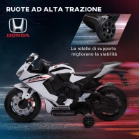HOMCOM Moto Elettrica per Bambini con Licenza HONDA, Batteria 6V Ricaricabile, Velocità 3km/h, Bianco(m-7)