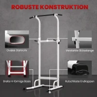 SPORTNOW Power Tower höhenverstellbar 176,5-227 cm Dip-Station multifunktional mit Stahlrahmen 120 kg Belastbarkeit(m-6)