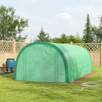 Outsunny 6 x 3(m) Polytunnel Greenhouse with Upgraded Structure, Mesh Door and Windows, 15 Plant Labels, Green(m-10)