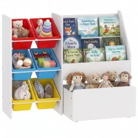 AIYAPLAY Meuble rangement enfant rangement jouets enfant 6 bacs amovibles et grand coffre à roulettes 100x30x80cm multicolore(m-17)