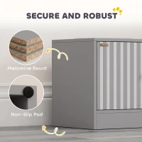 PawHut Gamelle Chien Surélevée Meuble d'Alimentation Rangement 40L 2 Bols Inox 2L 1 Gamelle Anti-Glouton 60x30x35,5cm Gris(m-8)