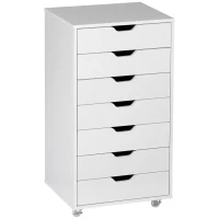 Vinsetto Schedario da Ufficio con 7 Cassetti, Ruote a Freno, Cassettiera Scrivania per Lettera/Formato A4/Legale, Bianco(m-1)
