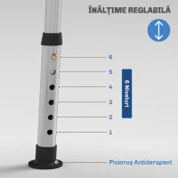 HOMCOM Scaun de Duș din Aluminiu și EVA, Reglabil pe 6 Niveluri, cu Spătar Curbat, 51,5x49,5x68,5-81 cm, Albastru Deschis și Alb(m-7)
