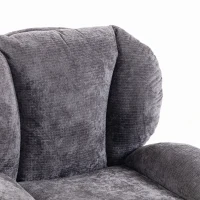 HOMCOM Modern Chenille Lazy Chair with Ottoman, 360° Swivel, Upholstered Reading Seat Set for Living Room, Dark Grey(m-12)
