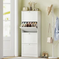HOMCOM Modern Compact Four-Drawer Shoe Storage Cabinet - White(m-2)
