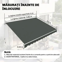 Outsunny Material de Schimb pentru Copertină Retractabilă din Poliester Anti-UV, 4x2.5 m, Gri(m-3)
