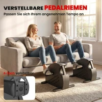SPORTNOW Mini Heimtrainer Pedaltrainer mit stufenlosem Widerstand LCD-Display 4-fach verstellbaren Pedalriemen Griff(m-7)