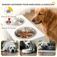 PawHut Gamelles surélevées pour chien, meuble repas avec rangement 10,6 gal, 2 gamelles inox 2,1 qt, anti-glouton, antidérapant(m-7)