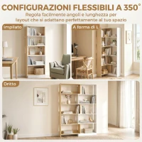 HOMCOM Libreria Angolare a 5 Ripiani dal Design Modulabile e Salvaspazio, in Legno, 67x67x163.7 cm, Multicolore(m-4)