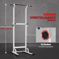 SPORTNOW Power Tower in hoogte verstelbaar 176,5-227 cm, multifunctionele dipstation met stalen frame, draagvermogen 120 kg(m-5)