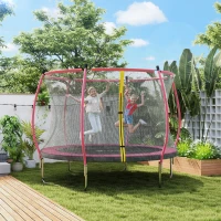 SPORTNOW 10ft Outdoor Trampoline with Enclosure Net, Spring Cover, Pink(m-2)