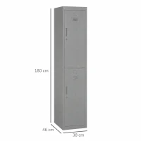 Vinsetto Armadietto 4 Ripiani 2 Porte Chiusura di Sicurezza Ufficio Garage Officina Acciaio Laminato a Freddo 38x46x180cm Grigio(m-3)
