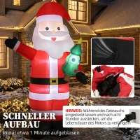 Outsunny Aufblasbarer Weihnachtsmann, 243 cm, mit hellem LED-Licht, Weihnachtsdekoration für Innen- und Außenbereich, Rot(m-5)