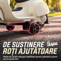 AIYAPLAY Motocicletă electrică copii 1.5-3 ani, mini Vespa GTS, roți ajutătoare, 2.5km/h, 66.5 x 38 x 52cm, alb crem(m-5)